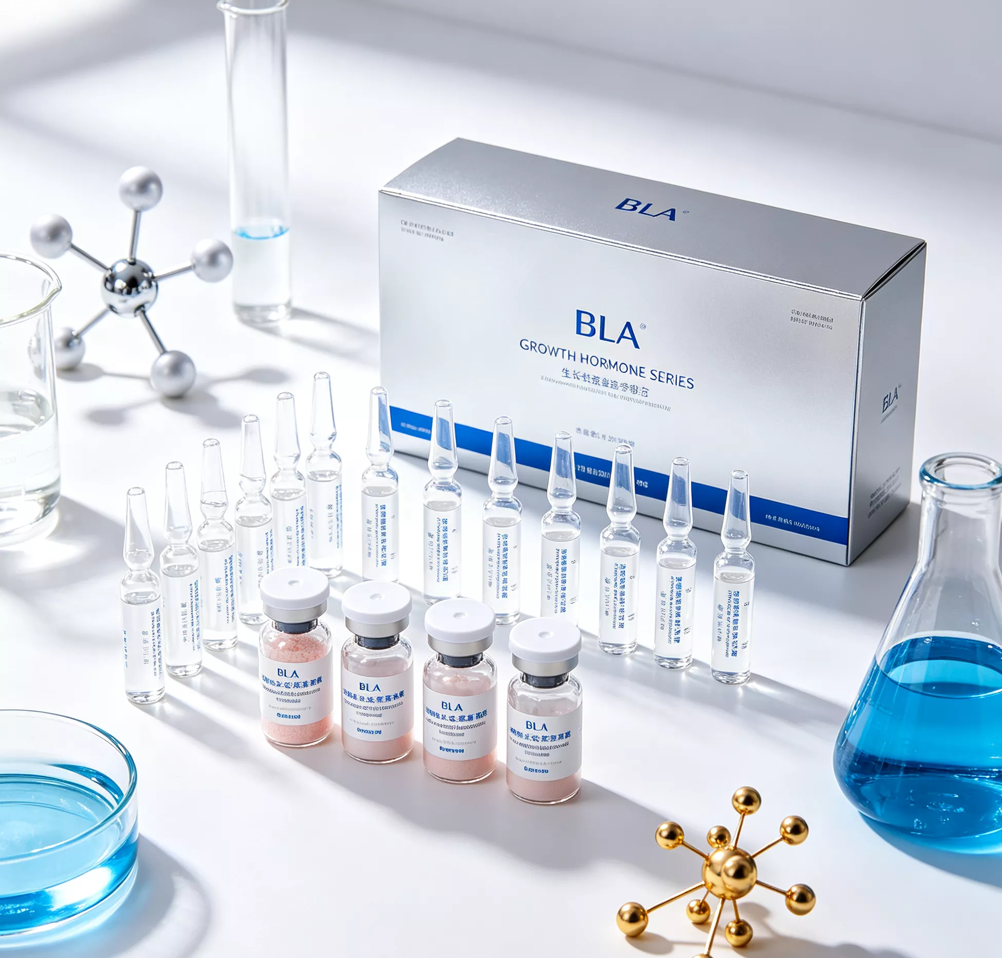 Growth hormone research and bioscience illustration